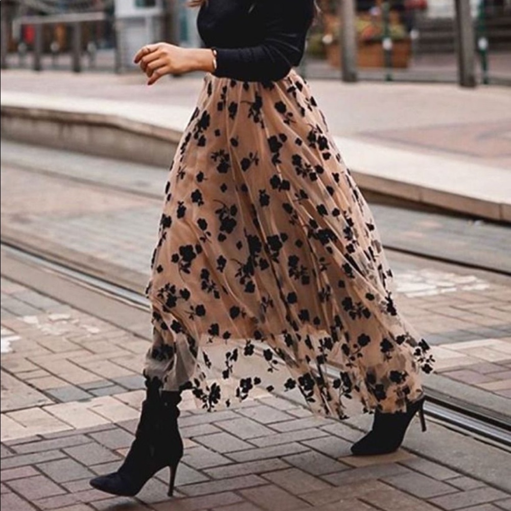Floral Mesh Skirt